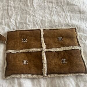 CHANEL Women's 2000 Shearling Suede Clutch Karl Lagerfeld never worn